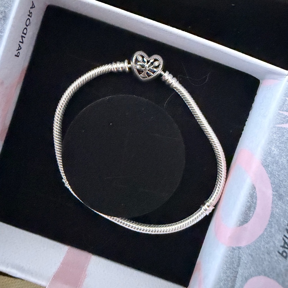 Family Tree Heart Clasp Snake Chain Bracelet